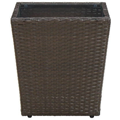 Brown coffee table 41.5x41.5x44cm in Polyrattan and Tempered Glass