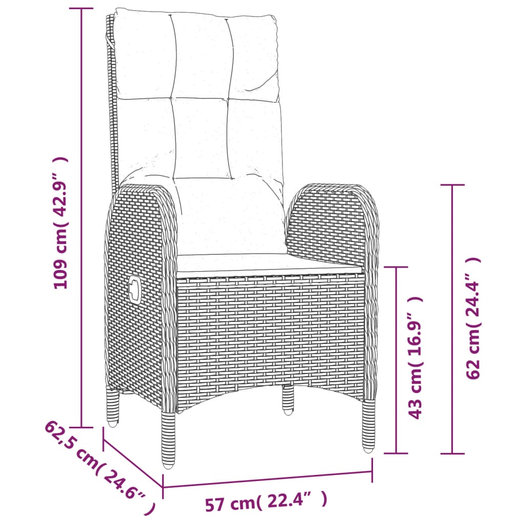 Sedie da Giardino 2 pz in Polyrattan Nero - homemem39