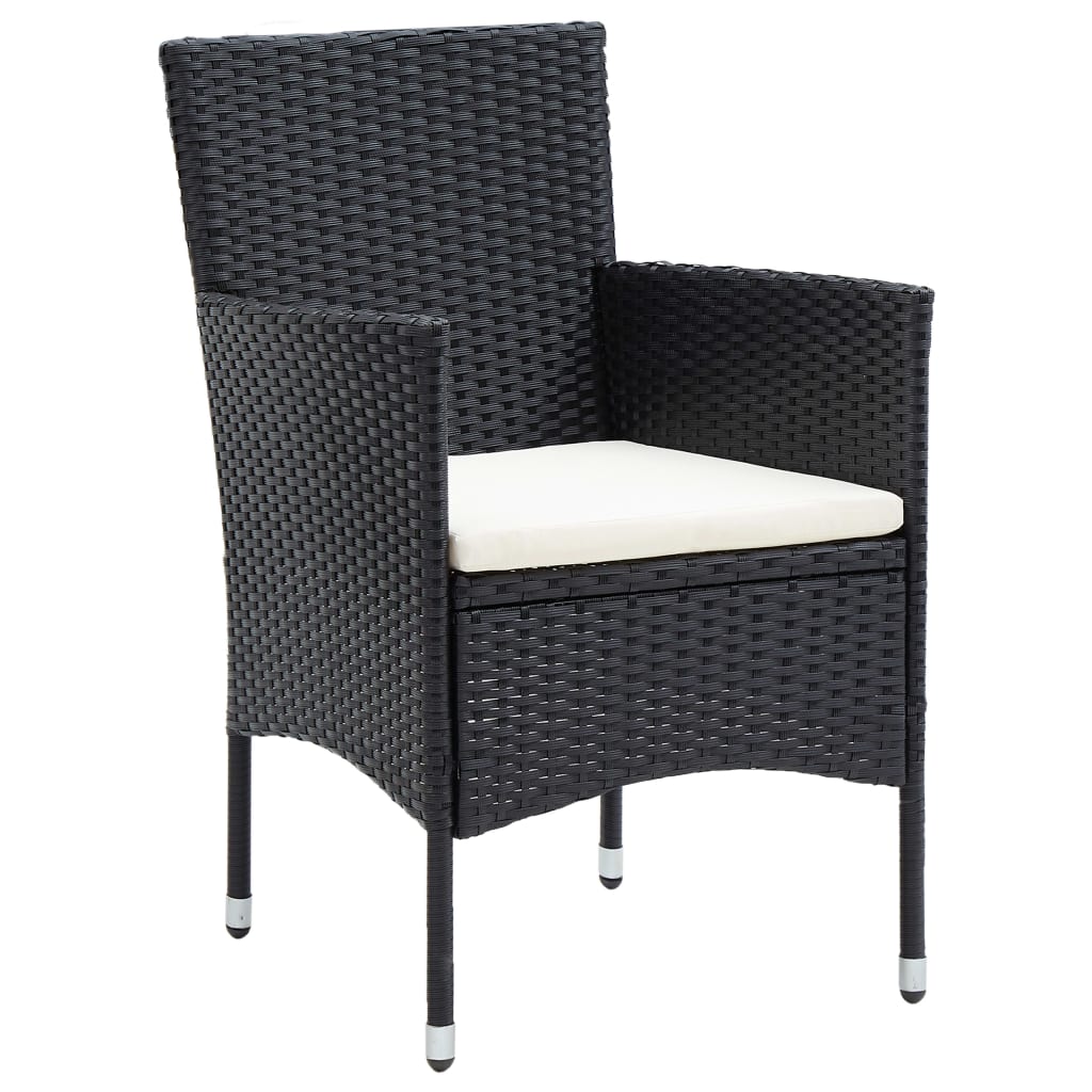 Sedie da Pranzo per Giardino 4 pz in Polyrattan Nero | homemem39