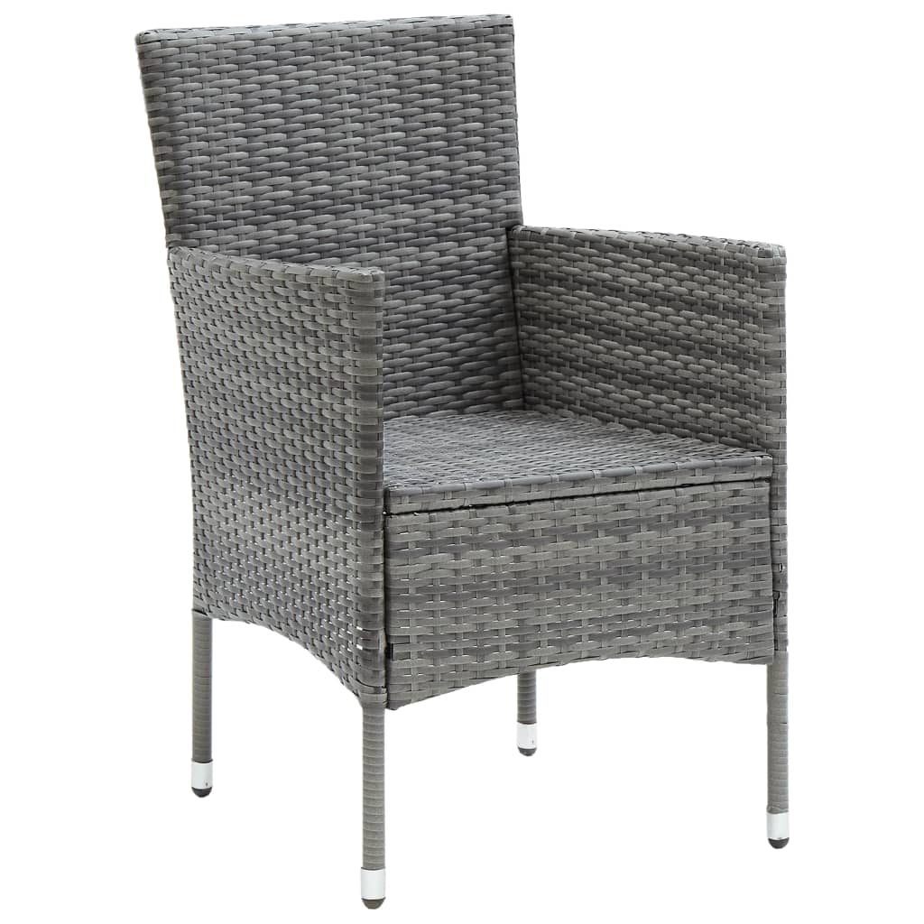Sedie da Pranzo per Giardino 4 pz in Polyrattan Grigio | homemem39