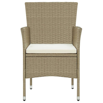 Sedie da Pranzo per Giardino 4 pz in Polyrattan Beige | homemem39