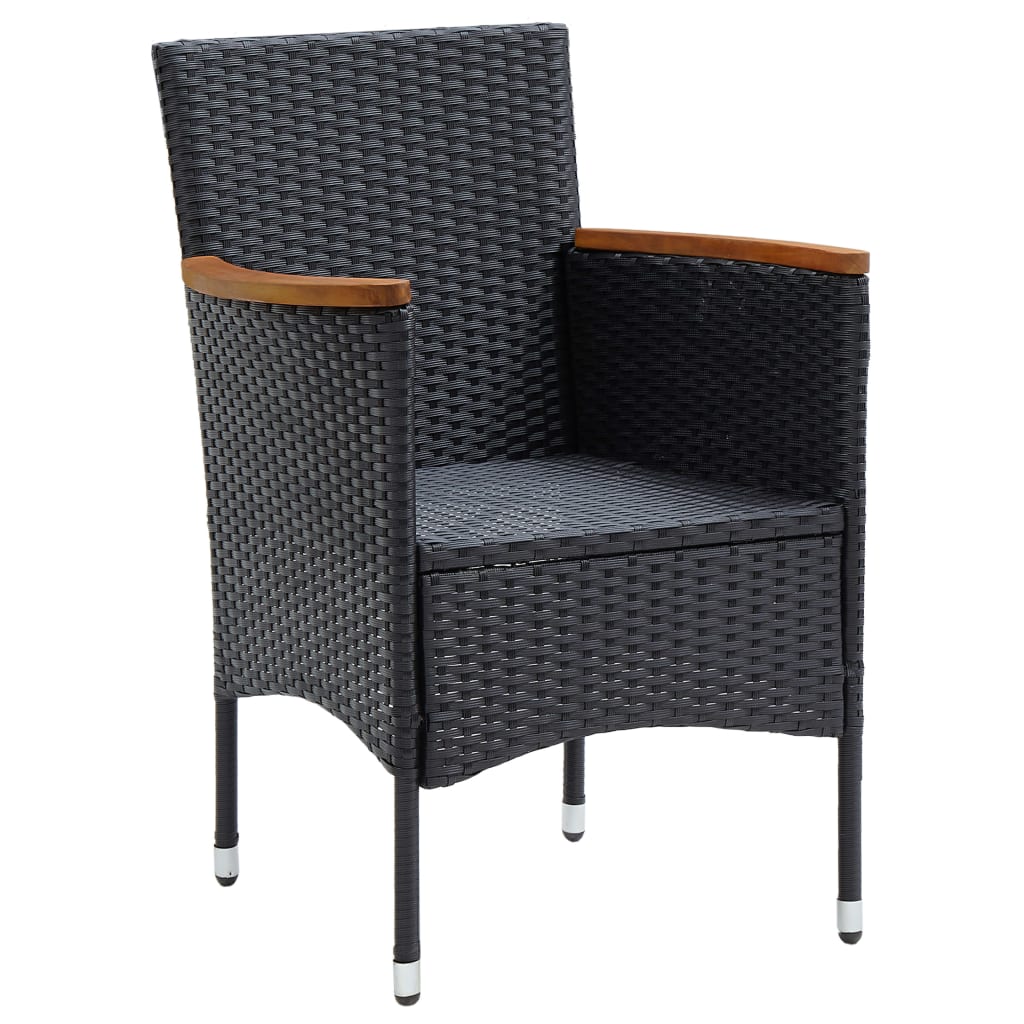 Sedie da Pranzo per Giardino 4 pz in Polyrattan Nero | homemem39