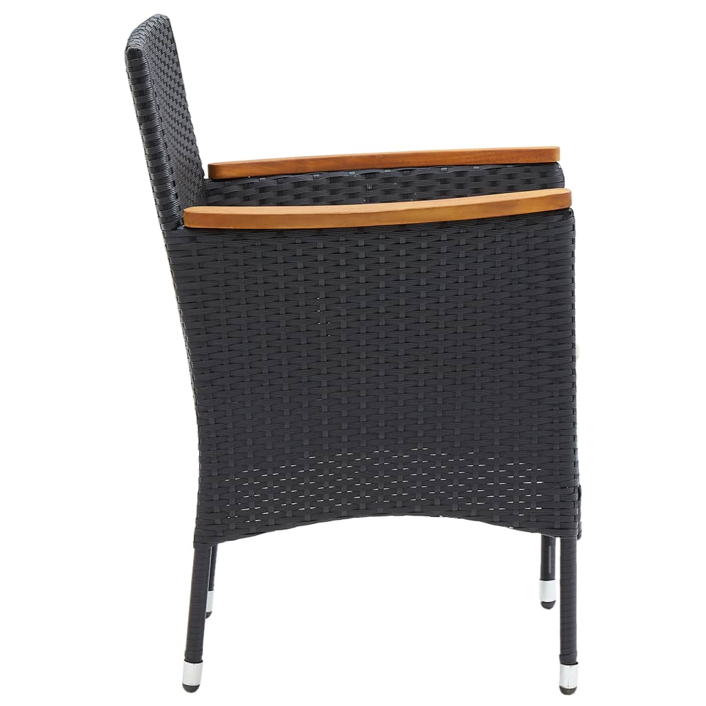 Sedie da Pranzo per Giardino 4 pz in Polyrattan Nero | homemem39