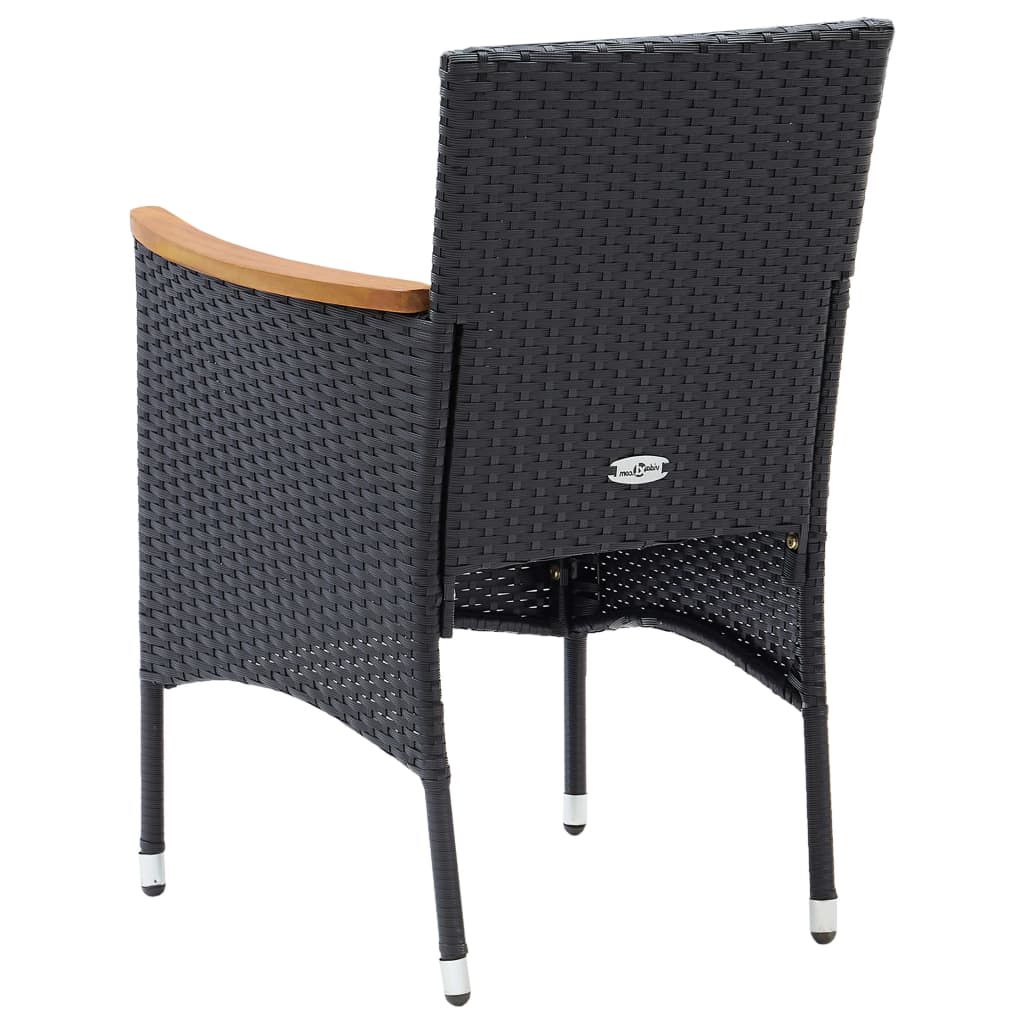 Sedie da Pranzo per Giardino 4 pz in Polyrattan Nero | homemem39