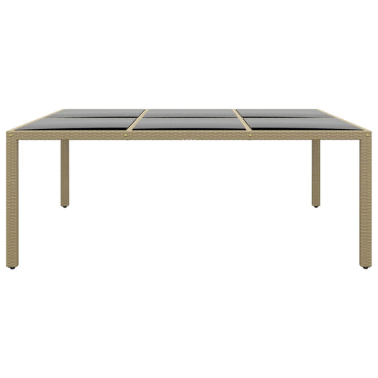 Tavolo Giardino 200x150x75 cm Vetro Temperato Polyrattan Beige - homemem39