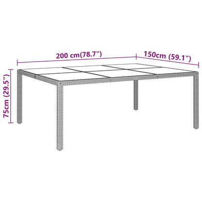 Tavolo da Giardino con Piano Vetro Marrone 200x150x75 cm Rattan - homemem39