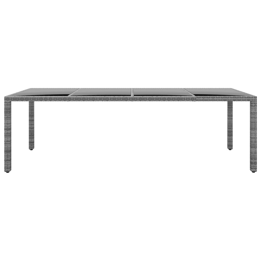 Tavolo Giardino Grigio 250x100x75cm Vetro Temperato Polyrattan - homemem39