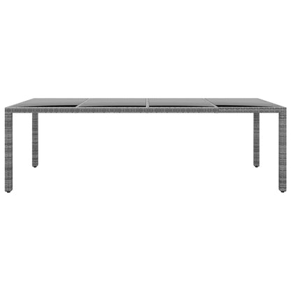 Tavolo Giardino Grigio 250x100x75cm Vetro Temperato Polyrattan - homemem39