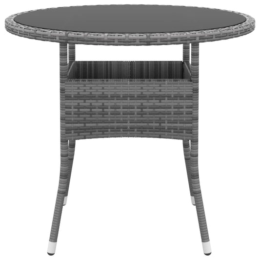 Tavolo da Giardino Ø80x75cm Vetro Temperato e Polyrattan Grigio - homemem39
