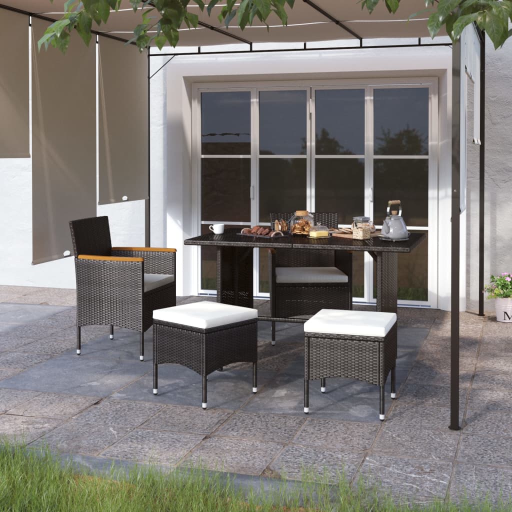 Set Sedie e Sgabelli da Giardino 4 pz in Polyrattan Nero - homemem39
