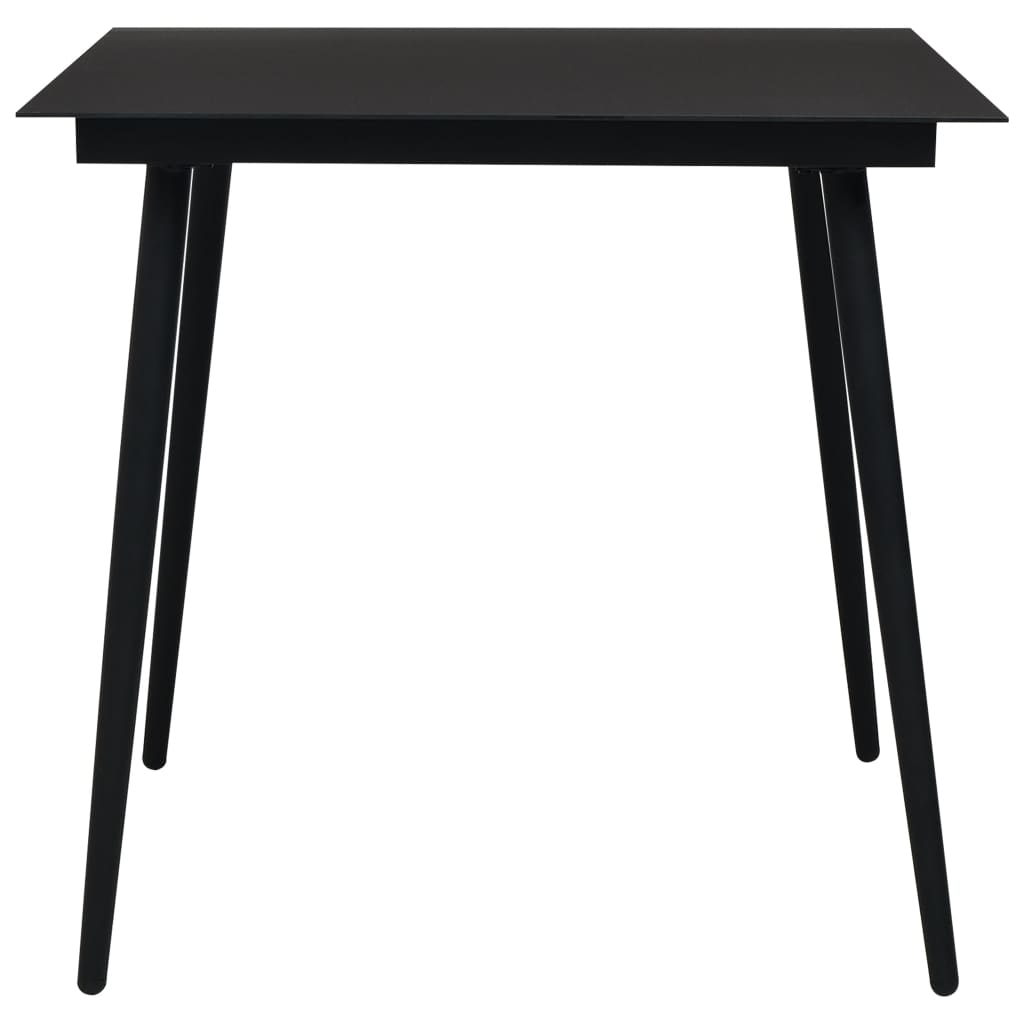 Tavolo da Giardino Nero 80x80x74 cm in Acciaio e Vetro | homemem39