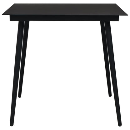Tavolo da Giardino Nero 80x80x74 cm in Acciaio e Vetro | homemem39