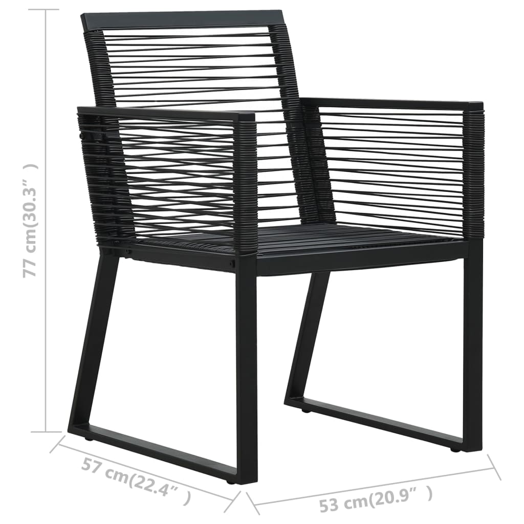 Sedie da Giardino 4 pz in Corda in Rattan Nero - homemem39
