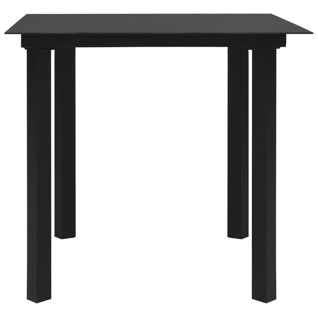 Tavolo da Giardino Nero 80x80x74 cm in Acciaio e Vetro | homemem39