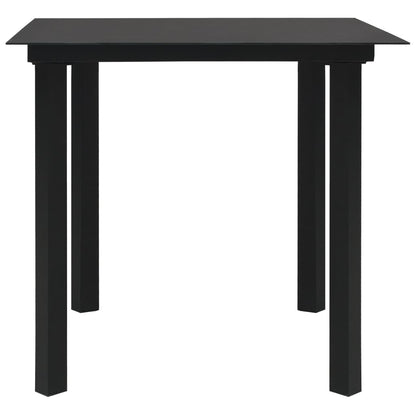 Tavolo da Giardino Nero 80x80x74 cm in Acciaio e Vetro | homemem39