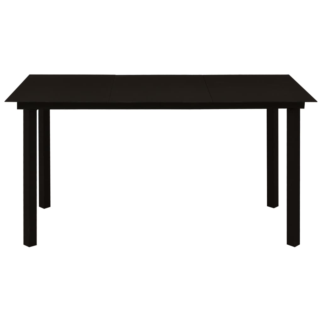 Tavolo da Giardino Nero 150x80x74 cm in Acciaio e Vetro | homemem39