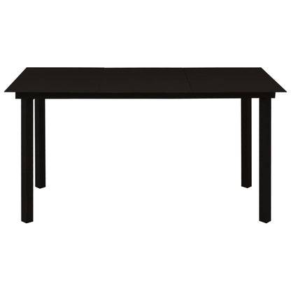 Tavolo da Giardino Nero 150x80x74 cm in Acciaio e Vetro | homemem39