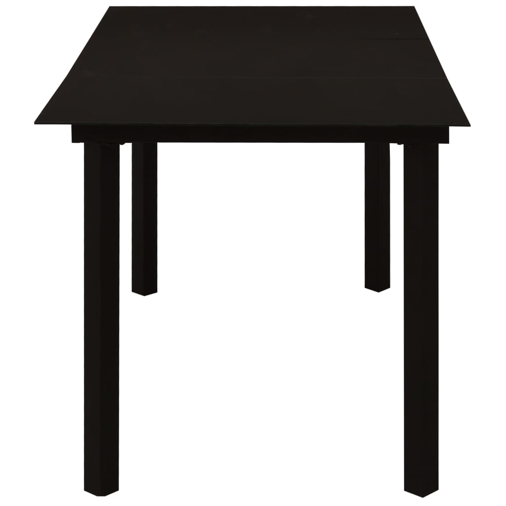 Tavolo da Giardino Nero 150x80x74 cm in Acciaio e Vetro | homemem39