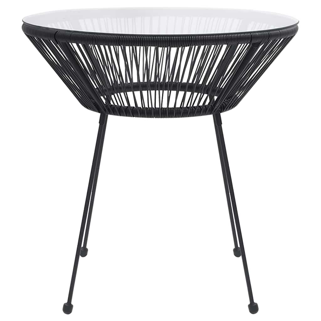 Tavolo da Pranzo per Giardino Nero Ø70x74 cm in Rattan e Vetro | homemem39