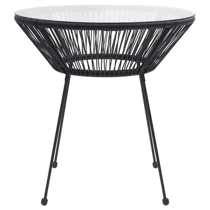 Tavolo da Pranzo per Giardino Nero Ø70x74 cm in Rattan e Vetro | homemem39