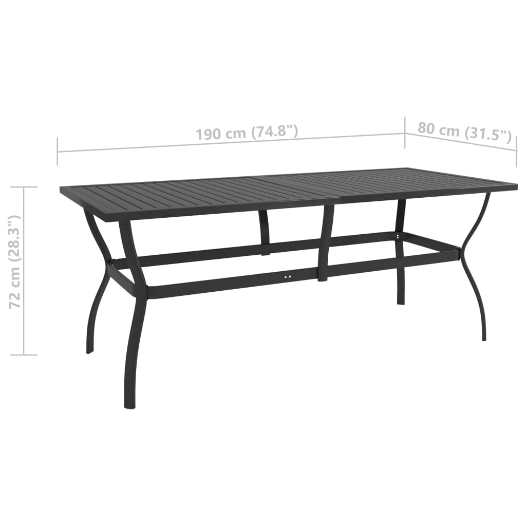 Tavolo da Giardino Antracite 190x80x72 cm in Acciaio | homemem39