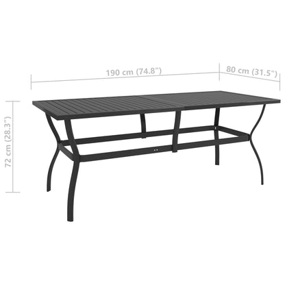 Tavolo da Giardino Antracite 190x80x72 cm in Acciaio | homemem39