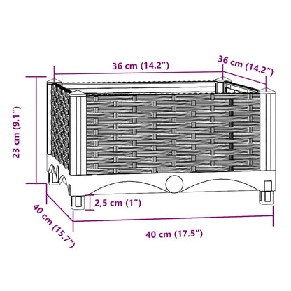 Fioriera Rialzata 40x40x23 cm in Polipropilene - homemem39