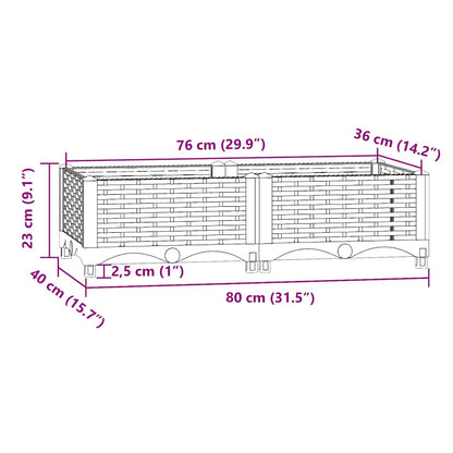 Fioriera Rialzata 80x40x23 cm in Polipropilene - homemem39