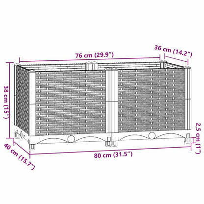 Fioriera Rialzata 80x40x38 cm in Polipropilene - homemem39