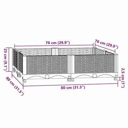 Fioriera Rialzata 80x80x23 cm in Polipropilene | homemem39