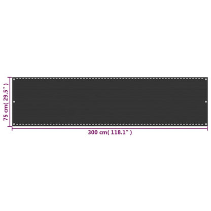 Paravento da Balcone Antracite 75x300 cm in HDPE - homemem39