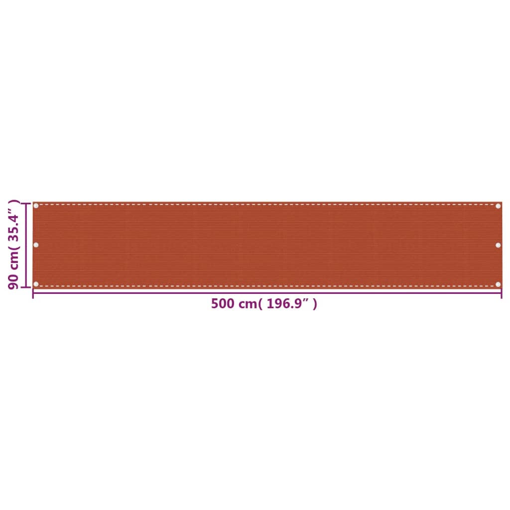 Schermo Frangivista per Balcone Arancione 90x500 cm in HDPE | homemem39