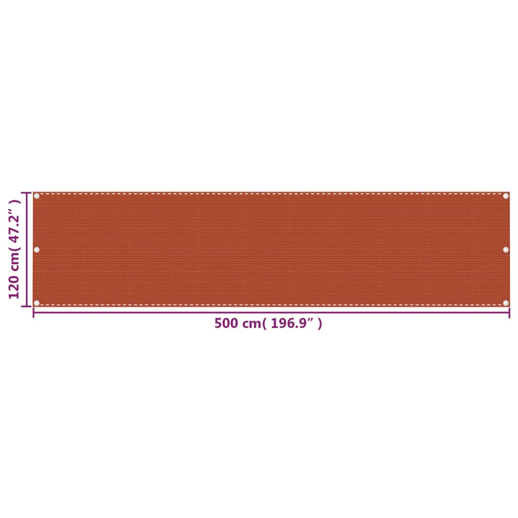 Paravento da Balcone Arancione 120x500 cm in HDPE | homemem39