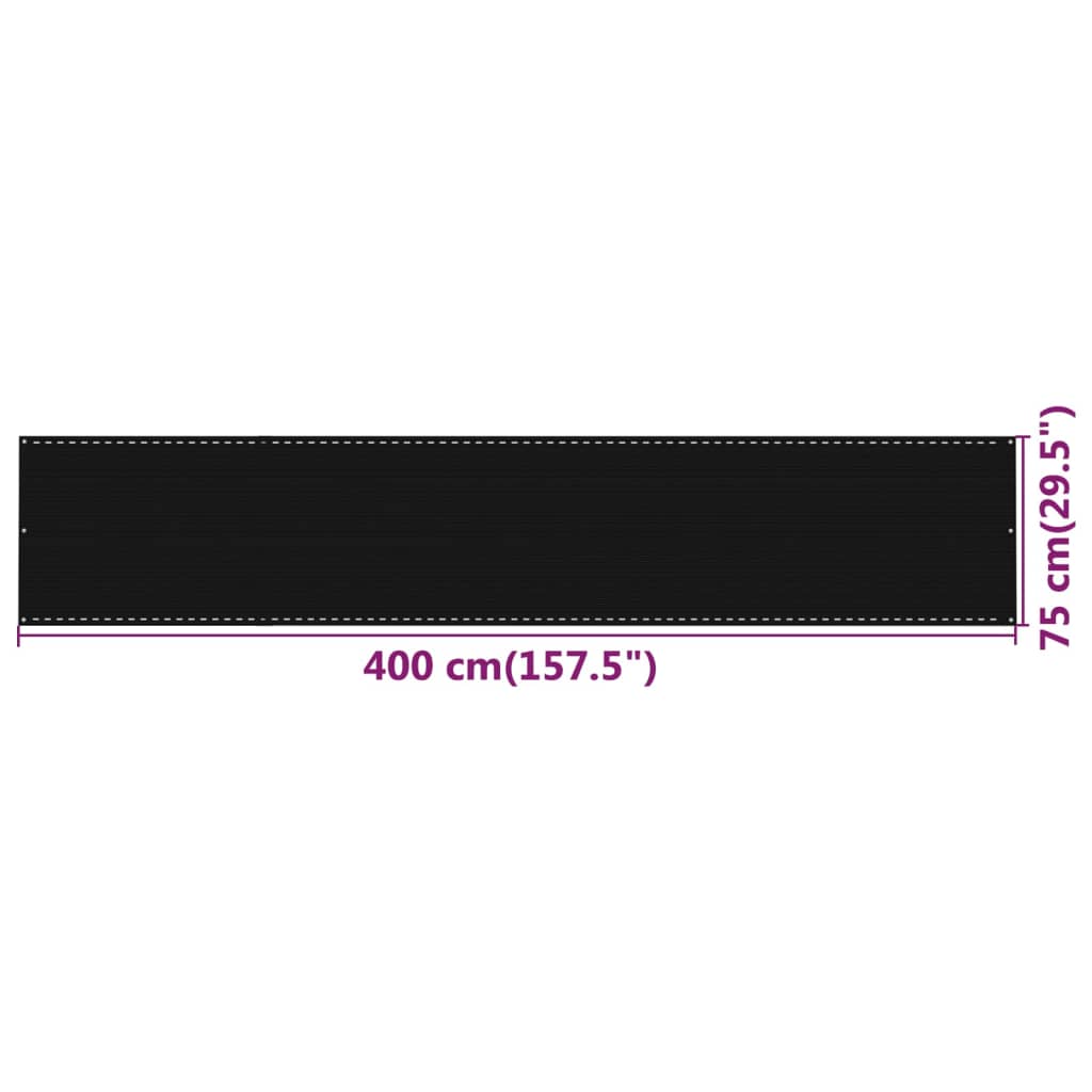 Paravento da Balcone Nero 75x400 cm in HDPE - homemem39