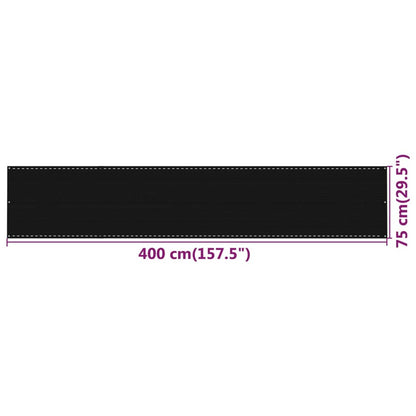 Paravento da Balcone Nero 75x400 cm in HDPE - homemem39