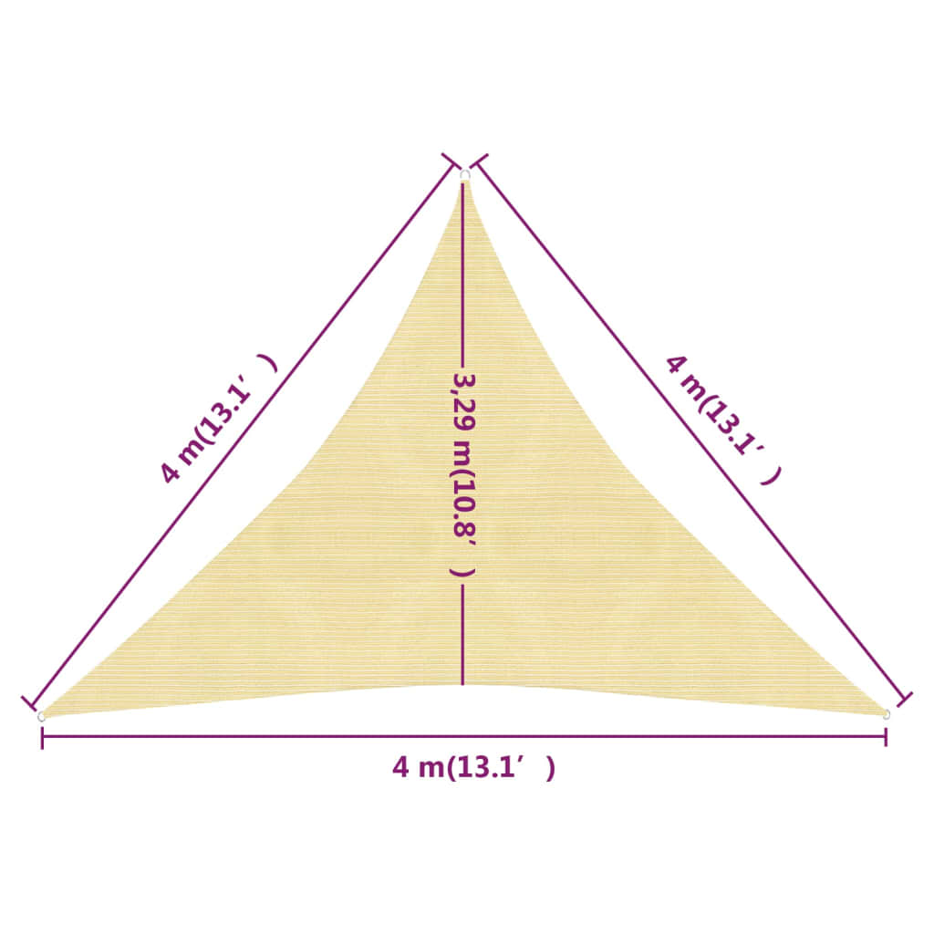 Vela Parasole 160 g/m² Beige 4x4x4 m in HDPE - homemem39