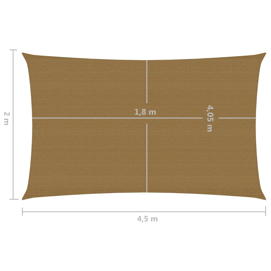 Parasol sail 160 g/m² Taupe 2x4.5 m in HDPE