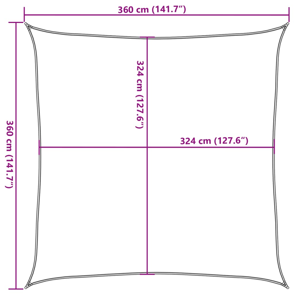 Vela Parasole 160 g/m² Verde Chiaro 3,6x3,6 m in HDPE | homemem39