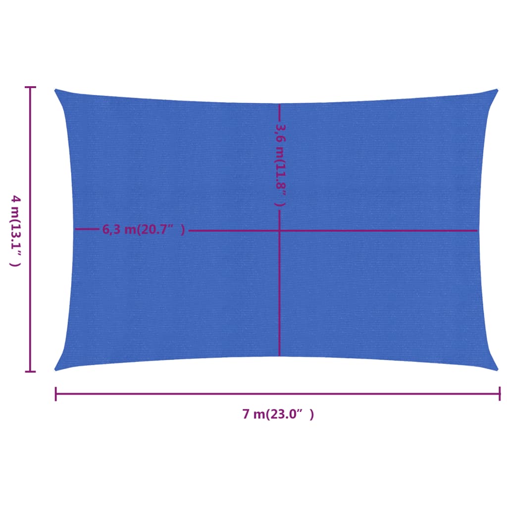 Sunshade Sail 160 g/m² Rectangular Blue 4x7 m in HDPE