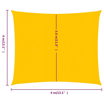 Vela Parasole 160 g/m² Quadrata Giallo 4x4 m in HDPE - homemem39