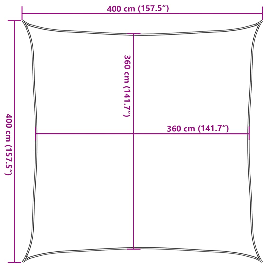 Vela Parasole 160 g/m² Quadrata Giallo 4x4 m in HDPE - homemem39