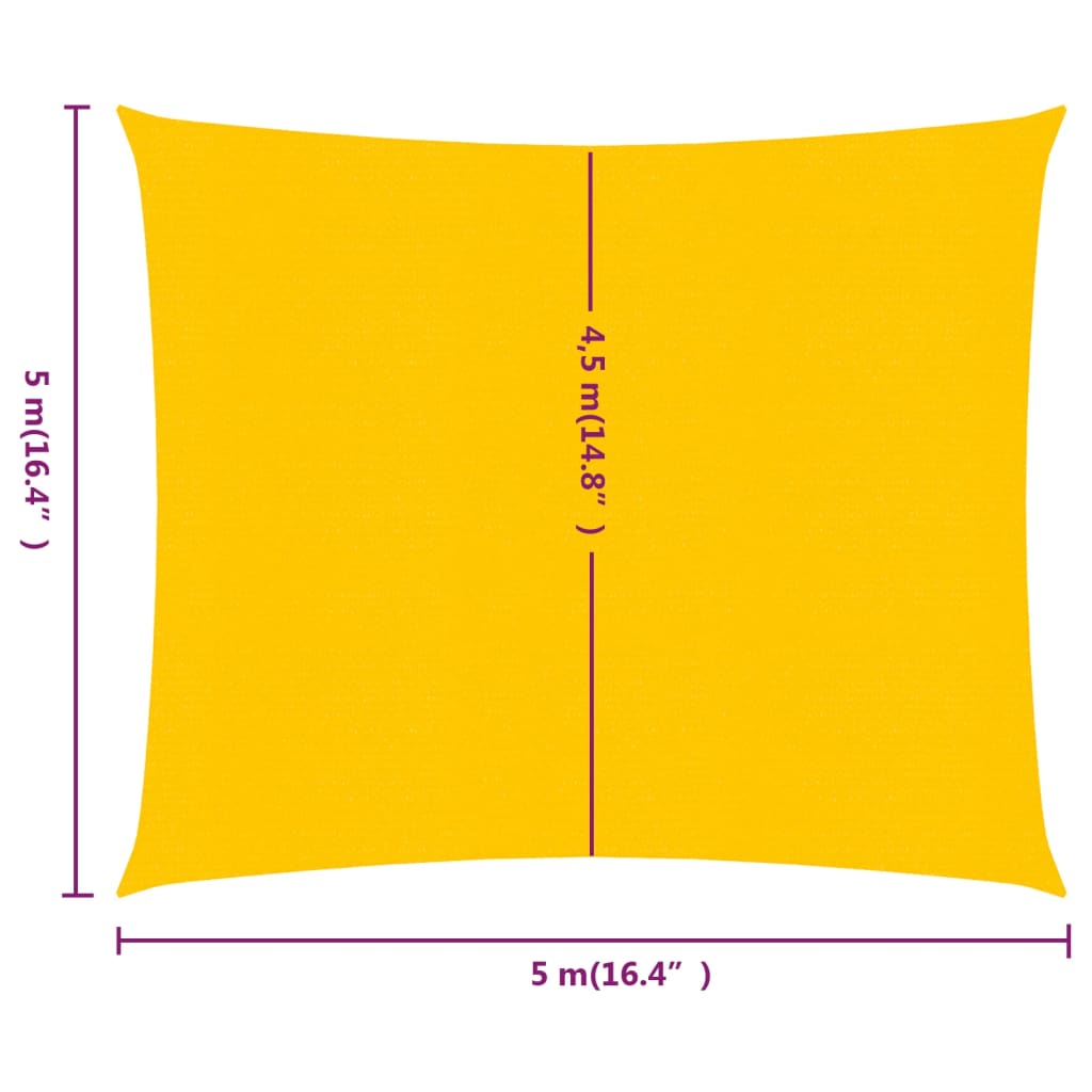 Vela Parasole 160 g/m² Quadrata Giallo 5x5 m in HDPE - homemem39