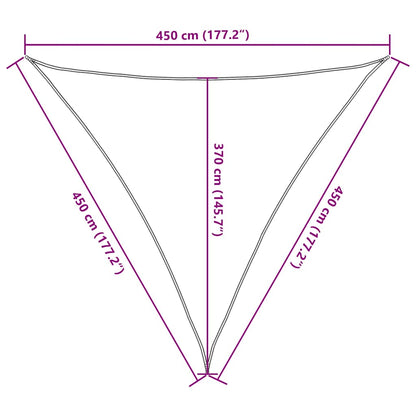 Vela Parasole 160 g/m² Triangolare Giallo 4,5x4,5x4,5 m in HDPE