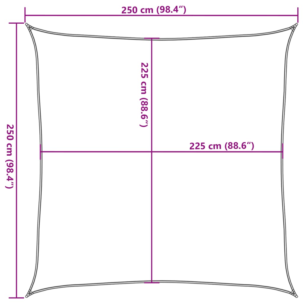 Vela Parasole 160 g/m² Rossa 2,5x2,5 m in HDPE - homemem39