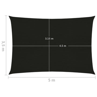 Vela Parasole 160 g/m² Nera 3,5x5 m in HDPE - homemem39