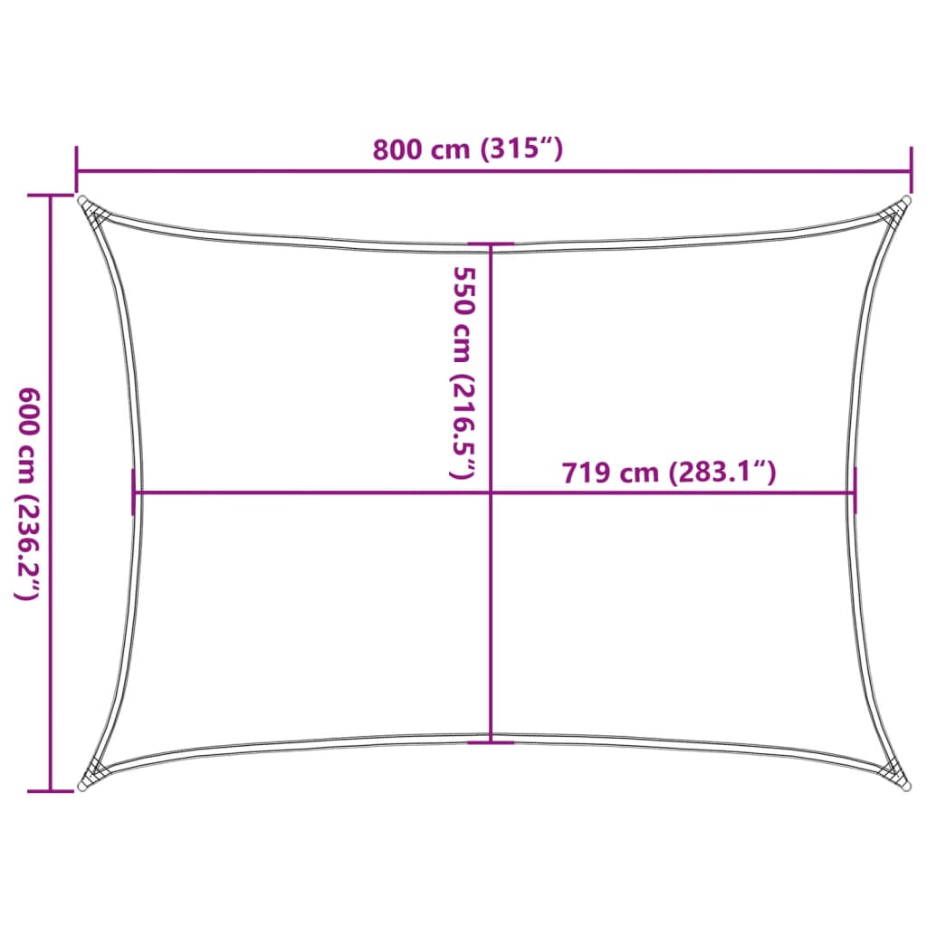 Vela Parasole 160 g/m² Rettangolare Nera 6x8 m in HDPE - homemem39