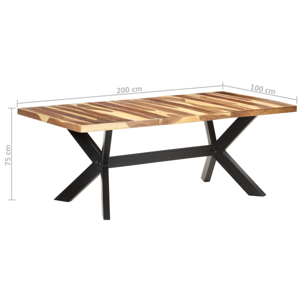 Tavolo da Pranzo 200x100x75cm Legno Massello con Finitura Ambra - homemem39