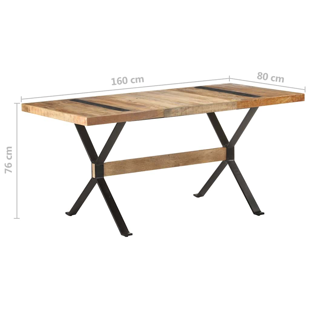 Tavolo da Pranzo 160x80x76 cm in Legno Massello di Mango Grezzo