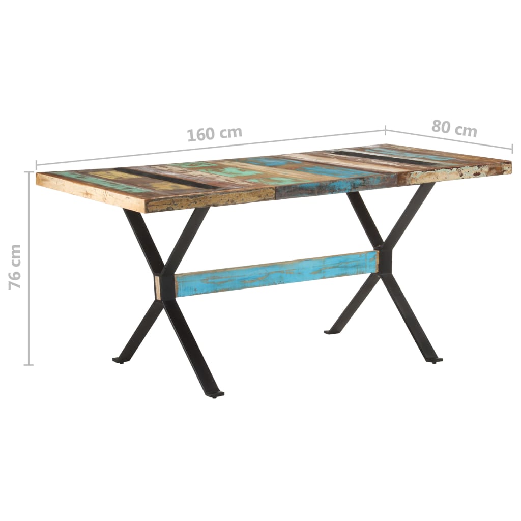 Tavolo da Pranzo 160x80x76 cm in Legno Massello di Recupero | homemem39