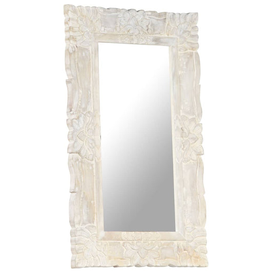 Specchio Bianco 80x50 cm in Legno Massello di Mango